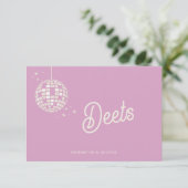 Retro Groovy 70s Schattige Ivoor Roze Disco Bruilo Informatiekaartje (Staand voorkant)