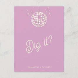 Retro Groovy 70s Schattige Ivoor Roze Disco RSVP Briefkaart