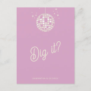 Retro Groovy 70s Schattige Ivoor Roze Disco RSVP Briefkaart