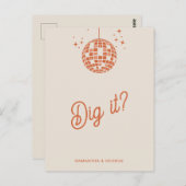 Retro Groovy 70s Schattige Ivoor Sinaasappel Disco Briefkaart (Voorkant / Achterkant)