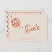 Retro Groovy 70s Schattige Ivoor Sinaasappel Disco Informatiekaartje (Voorkant / Achterkant)