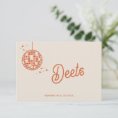 Retro Groovy 70s Schattige Ivoor Sinaasappel Disco Informatiekaartje (Staand voorkant)