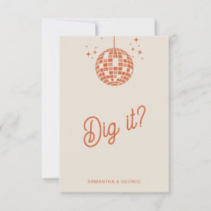 Retro Groovy 70s Schattige Ivoor Sinaasappel Disco RSVP Kaartje