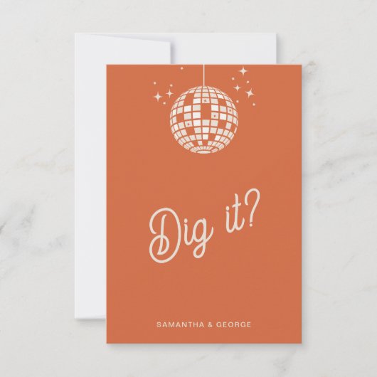 Retro Groovy 70s Schattige Ivoor Sinaasappel Disco RSVP Kaartje (Voorkant)