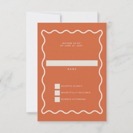 Retro Groovy 70s Schattige Ivoor Sinaasappel Disco RSVP Kaartje (Achterkant)