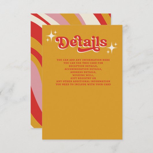 Retro Groovy 70s Schattige Ivoor Sinaasappel Rood  Informatiekaartje (Voorkant / Achterkant)