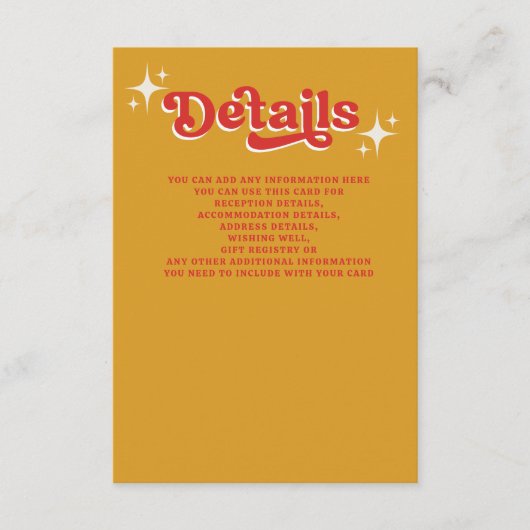 Retro Groovy 70s Schattige Ivoor Sinaasappel Rood  Informatiekaartje (Voorkant)