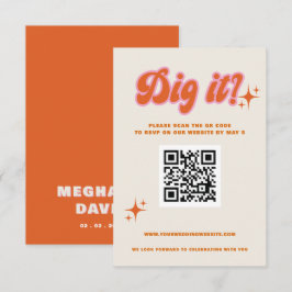 Retro Groovy 70s Schattige Ivoor Sinaasappel Roze  RSVP Kaartje