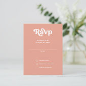 Retro Groovy 70s Schattige Roze Blush QR RSVP Briefkaart (Staand voorkant)