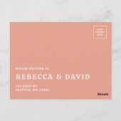 Retro Groovy 70s Schattige Roze Blush QR RSVP Briefkaart (Achterkant)