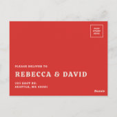 Retro Groovy 70s Schattige Roze en Rode RSVP Briefkaart (Achterkant)