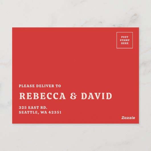 Retro Groovy 70s Schattige Roze en Rode RSVP Briefkaart (Achterkant)