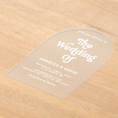 Retro Groovy 70s Schattige Roze Groen Geel Bruilof Acryl Uitnodigingen (Laagn)