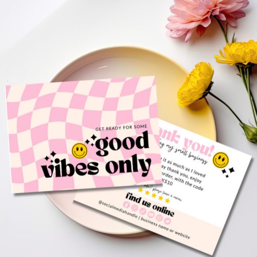 Retro Groovy 70's Small Business Bestelling bewerk Bedankkaart