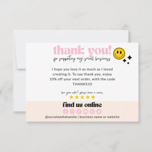 Retro Groovy 70's Small Business Bestelling bewerk Bedankkaart (Achterkant)