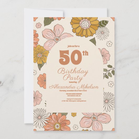 Retro Groovy 70's thema 50e verjaardag Kaart (Voorkant)