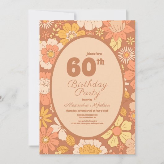 Retro Groovy 70's thema 60e verjaardag Kaart (Voorkant)