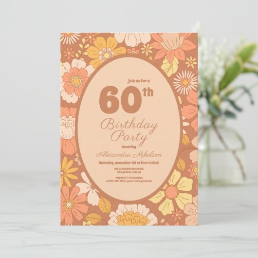 Retro Groovy 70's thema 60e verjaardag Kaart (Staand voorkant)