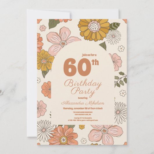 Retro Groovy 70's thema 60e verjaardag Kaart (Voorkant)