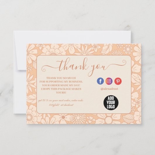 Retro Groovy 70's Thema Business Bedankkaart (Voorkant)