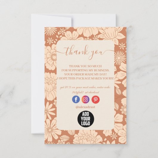 Retro Groovy 70's Thema Business Bedankkaart (Voorkant)