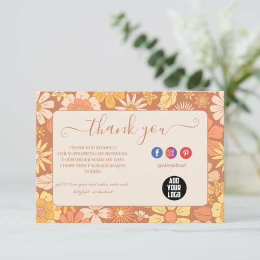 Retro Groovy 70's Thema Business Bedankkaart (Staand voorkant)