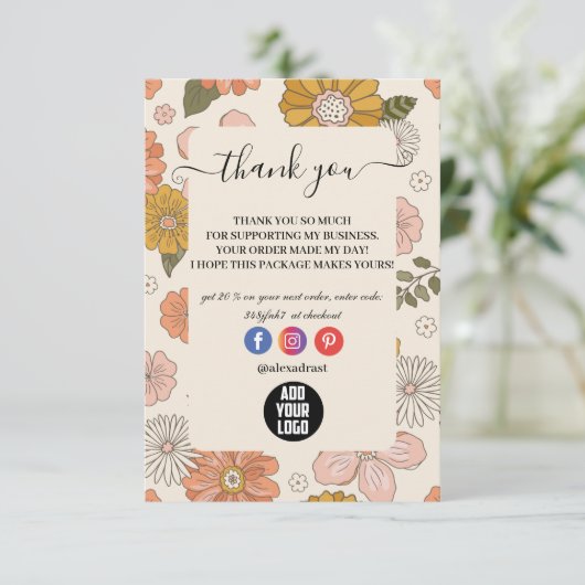 Retro Groovy 70's Thema Business Bedankkaart (Staand voorkant)