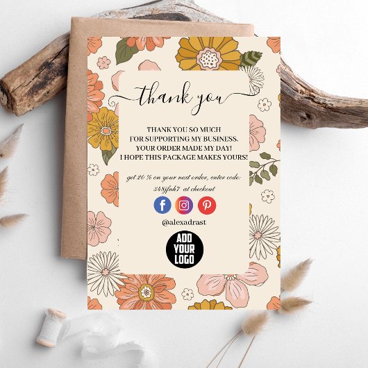 Retro Groovy 70's Thema Business Bedankkaart