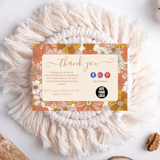 Retro Groovy 70's Thema Business Bedankkaart