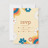 Retro Groovy 70's Themahuwelijk Uitnodiging RSVP i (Voorkant)