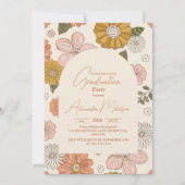 Retro Groovy 70's Theme Afstuderen Kaart (Voorkant)