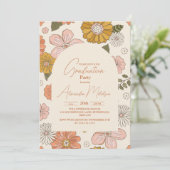 Retro Groovy 70's Theme Afstuderen Kaart (Staand voorkant)