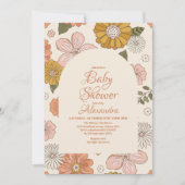 Retro Groovy 70's Theme Muted Tones Baby shower Kaart (Voorkant)