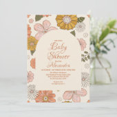 Retro Groovy 70's Theme Muted Tones Baby shower Kaart (Staand voorkant)