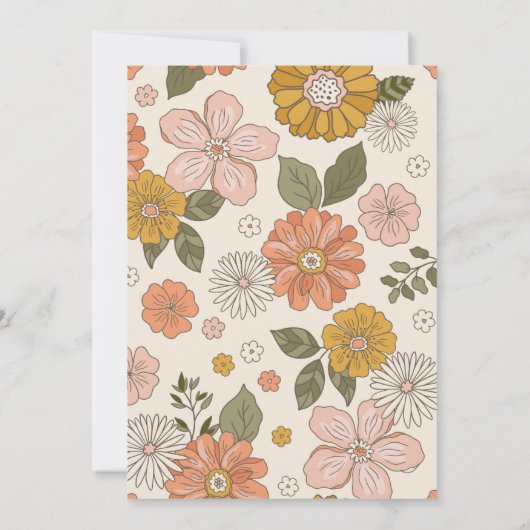 Retro Groovy 70's Theme Muted Tones Baby shower Kaart (Achterkant)