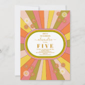 Retro Groovy 70's Theme Muted Tones Kids Verjaarda Kaart (Voorkant)