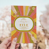 Retro Groovy 70's Theme Muted Tones Kids Verjaarda Kaart