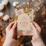 Retro Groovy 70's Theme Muted Tones Kids Verjaarda Kaart<br><div class="desc">Breng uw gasten naar een tijdloos tijdperk van elegantie met onze Retro. Deze uitnodiging is niet zomaar een aankondiging; het is een meesterwerk dat retro charme naadloos combineert met een vleugje moderne gratie. De bloemmotieven, versierd met tinten van roze en goud, brengen een flair naar de verjaardagsviering van uw kind,...</div>