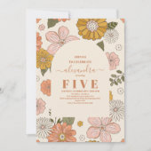 Retro Groovy 70's Theme Muted Tones Kids Verjaarda Kaart (Voorkant)