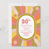 Retro Groovy 70's Theme Muted Tones Verjaardag Kaart (Voorkant)