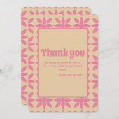 Retro groovy 70's vet typografie perzik & roze bedankkaart (Voorkant / Achterkant)