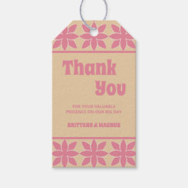 Retro groovy 70's vet typografie perzik & roze cadeaulabel