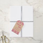 Retro groovy 70's vet typografie perzik & roze cadeaulabel (Met Touw)