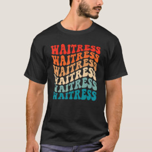 Retro Groovy 70s Waitress  Boho Hippie Wav T-shirt