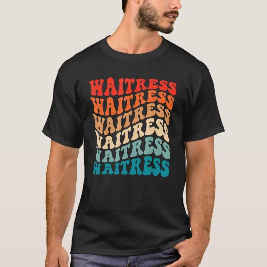 Retro Groovy 70s Waitress Boho Hippie Wav T-shirt (Voorkant)