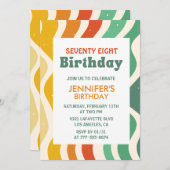 Retro Groovy 70s Wavy 78e verjaardag Kaart (Voorkant / Achterkant)