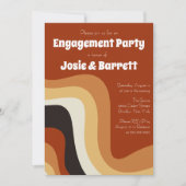 Retro Groovy 70s Wavy Abstract Engagement Party Kaart (Voorkant)