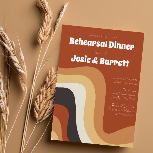 Retro Groovy 70s Wavy Abstract repetitief diner Kaart