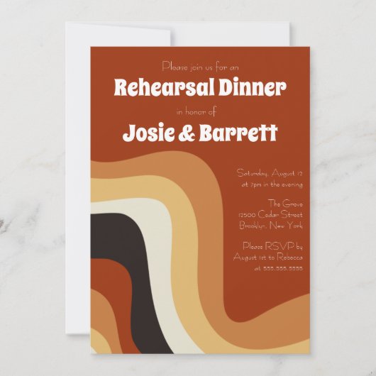 Retro Groovy 70s Wavy Abstract repetitief diner Kaart (Voorkant)