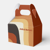 Retro Groovy 70's Wavy Oranje bruine bruine bruinb Bedankdoosjes (Voorkant Zijde)